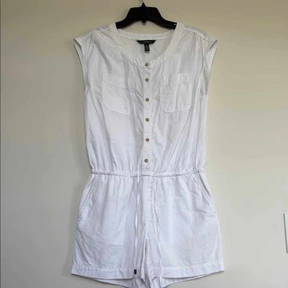LRL Lauren Jeans Co.White Button-Up Romper